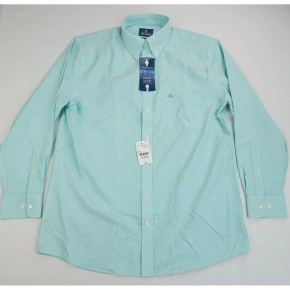 Stafford Regular Fit Size 16 32-33 Seafoam Green Wrinkle Free Oxford Shirt NWT - Picture 1 of 11